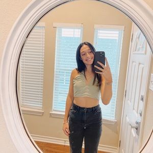 Green tie up cropped top!